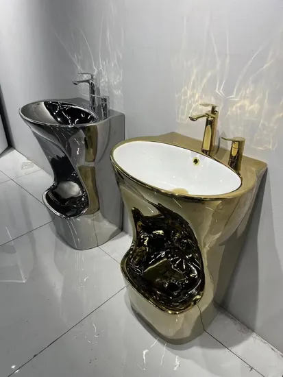 Muslim Wudu Fuß- und Handwaschbecken, freistehendes, bodenstehendes Keramikwaschbecken, Standfuß, Handwaschbecken, Badezimmer