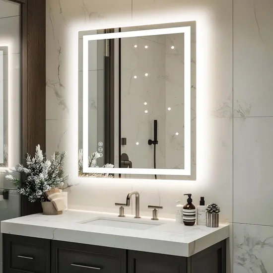 Smart Badezimmer Rahmenlose Beleuchtete Spiegel Backlit Wand LED Spiegel mit Dimmer Anti