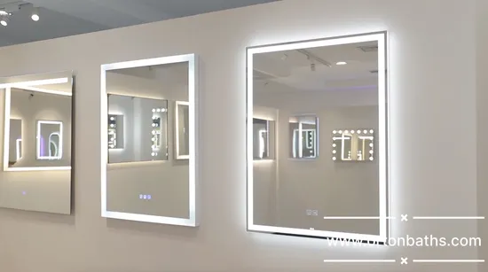 Ortonbath Rahmenloser rechteckiger Badezimmer-LED-Spiegel mit Lichtern Frontlicht Hintergrundbeleuchtung Spiegel Kosmetikspiegel Dimmbar Anti