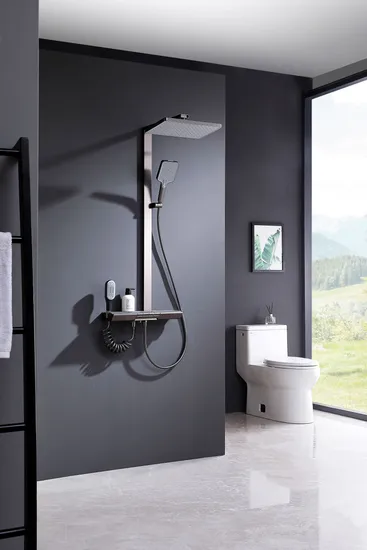 Schlankes LED-Duschset aus Aluminium mit Digitalanzeige für moderne Badezimmer